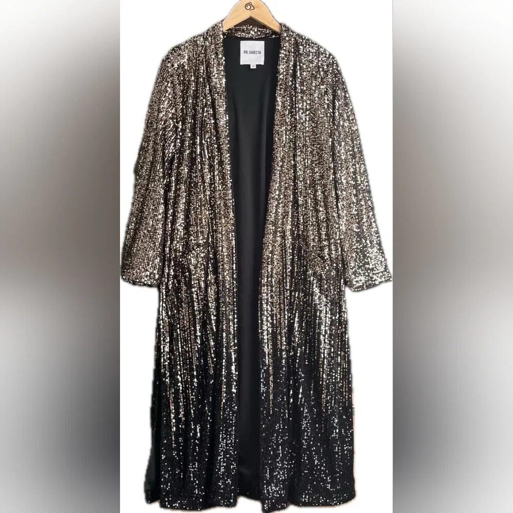 Dulcinea Sequined Duster Jacket in Rose Black Ombre - Picture 11 of 14
